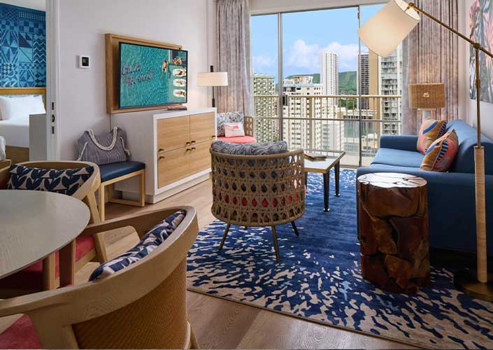 Outrigger Waikiki Paradise Hotel guest rooms feature in-room technology amenities and G.hn Wi-Fi from SONIFI